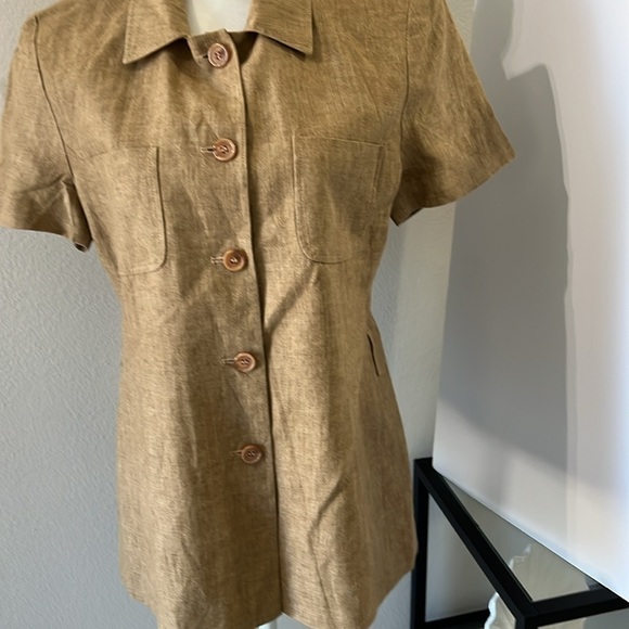Crossing Pointe NWOT Women’s Short Sleeve Button Down Linen Top Size 10 - Picture 5 of 7